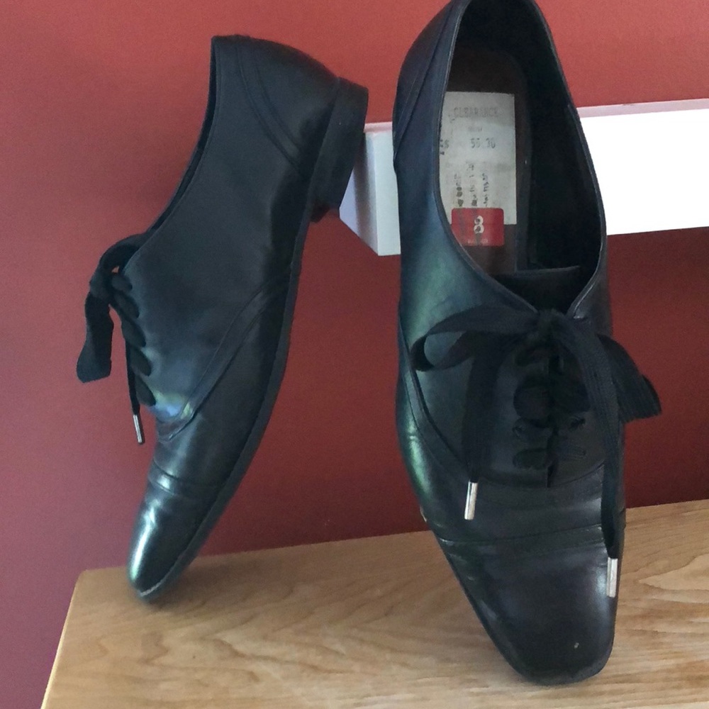 Black lace up flat
